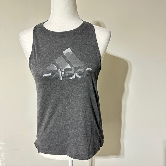 Adidas Women’s Performance Logo Tank Top – Charcoal Gray Racerback – Size S - Picture 1 of 8